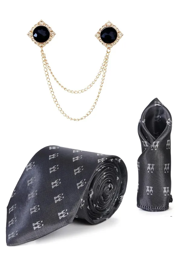 Necktie_For_men_With_Double_Chain_Stylish_brooch_&_Pocket_Square_Gifted_Set