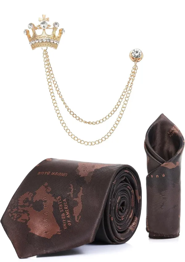 Premium_Men_Necktie_Set_with_Pocket_Square_&_Royal_Crown_Brooch_�_12_Color_Options