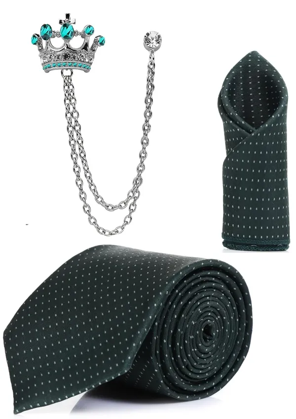 Random_Stripe_Men_Polka_Dots_Necktie,_Pocket_Square_&_Crown_Brooch_Combo_Set_|_Premium_Satin_Finish_|_Wedding,_Party_&_Formal_Wear_|_9_Colors_Available