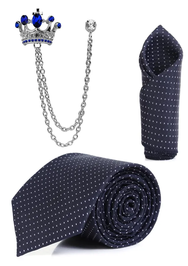 Random_Stripe_Men_Polka_Dots_Necktie,_Pocket_Square_&_Crown_Brooch_Combo_Set_|_Premium_Satin_Finish_|_Wedding,_Party_&_Formal_Wear_|_9_Colors_Available