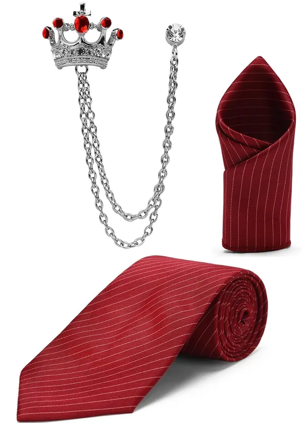 Random_Stripe_Men_Paisley_Self-Lining_Necktie,_Pocket_Square_&_Crown_Brooch_Combo_Set_|_Premium_Satin_Finish_|_Wedding,_Party_&_Formal_Wear_|