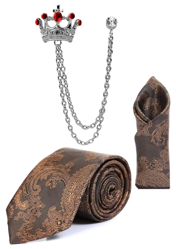 Random_Stripe_Men_Paisley_Necktie,_Pocket_Square_&_Crown_Brooch_Combo_Set_|_Premium_Satin_Finish_|_Wedding,_Party_&_Formal_Wear_|_16_Colors