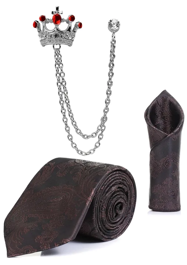 Random_Stripe_Men_Paisley_Necktie,_Pocket_Square_&_Crown_Brooch_Combo_Set_|_Premium_Satin_Finish_|_Wedding,_Party_&_Formal_Wear_|_16_Colors