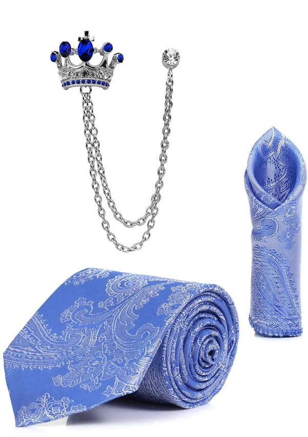 Random_Stripe_Men_Paisley_Necktie,_Pocket_Square_&_Crown_Brooch_Combo_Set_|_Premium_Satin_Finish_|_Wedding,_Party_&_Formal_Wear_|_16_Colors