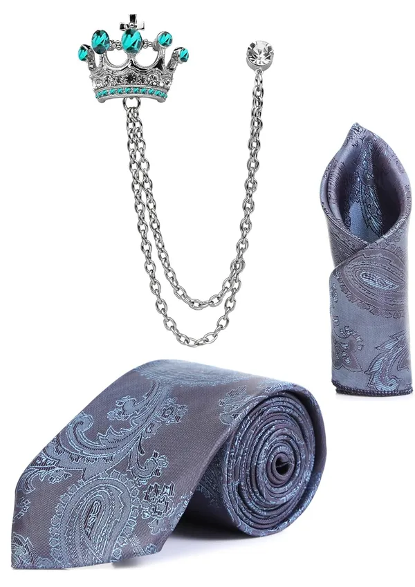 Random_Stripe_Men_Paisley_Necktie,_Pocket_Square_&_Crown_Brooch_Combo_Set_|_Premium_Satin_Finish_|_Wedding,_Party_&_Formal_Wear_|_16_Colors