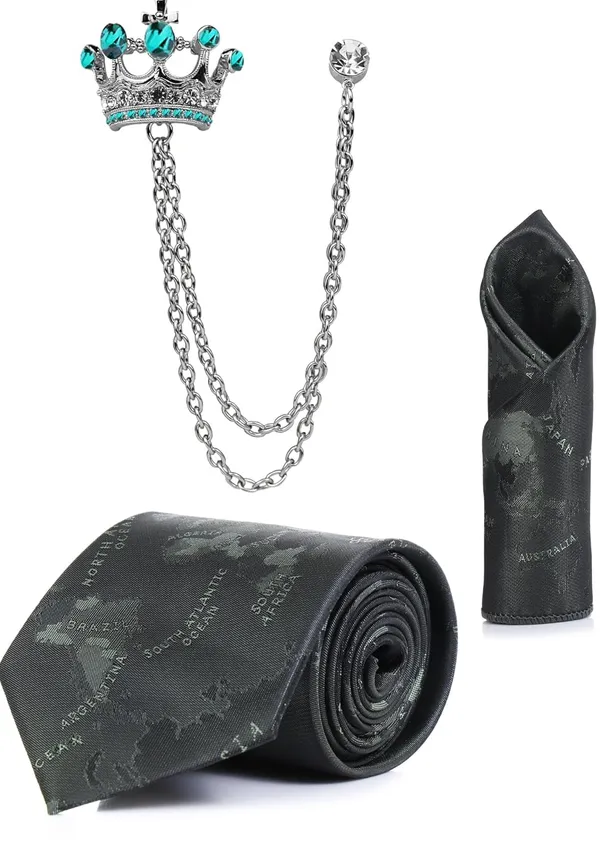 Random_Stripe_Men_Printed_Necktie,_Pocket_Square_&_Crown_Brooch_Combo_Set_|_Premium_Satin_Finish_|_Wedding,_Party_&_Formal_Wear_|_12_Colors_Available