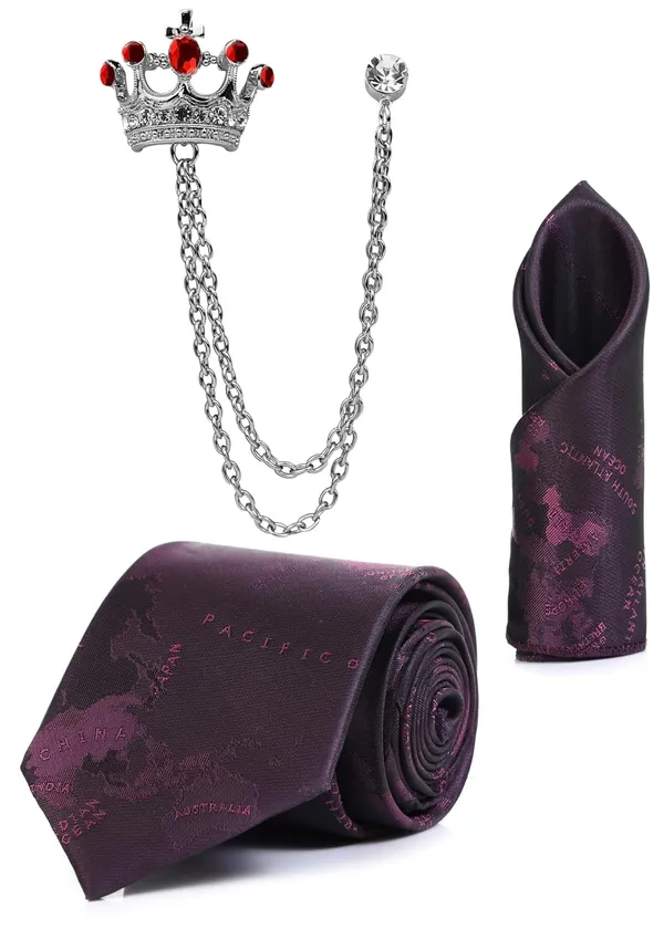 Random_Stripe_Men_Printed_Necktie,_Pocket_Square_&_Crown_Brooch_Combo_Set_|_Premium_Satin_Finish_|_Wedding,_Party_&_Formal_Wear_|_12_Colors_Available