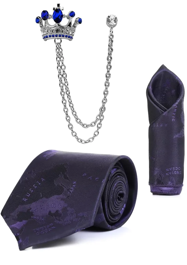 Random_Stripe_Men_Printed_Necktie,_Pocket_Square_&_Crown_Brooch_Combo_Set_|_Premium_Satin_Finish_|_Wedding,_Party_&_Formal_Wear_|_12_Colors_Available