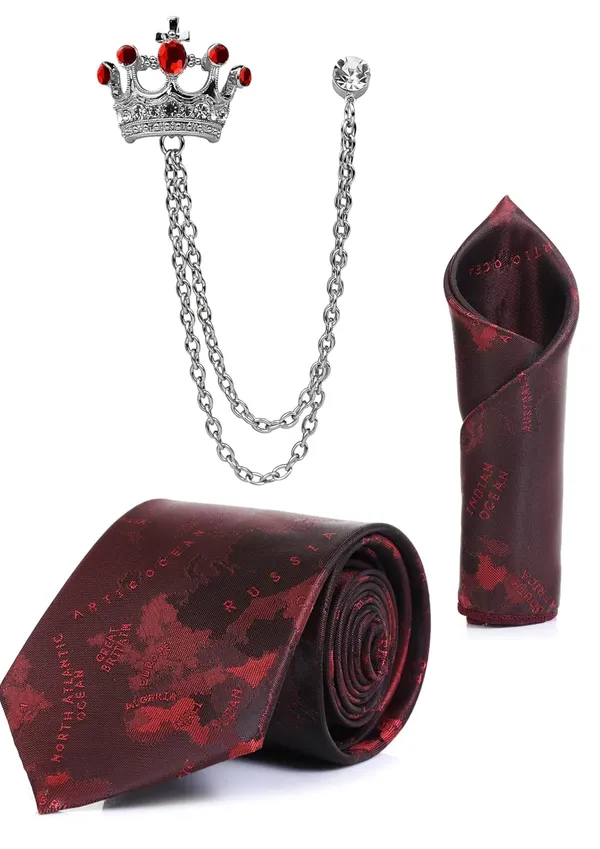 Random_Stripe_Men_Printed_Necktie,_Pocket_Square_&_Crown_Brooch_Combo_Set_|_Premium_Satin_Finish_|_Wedding,_Party_&_Formal_Wear_|_12_Colors_Available