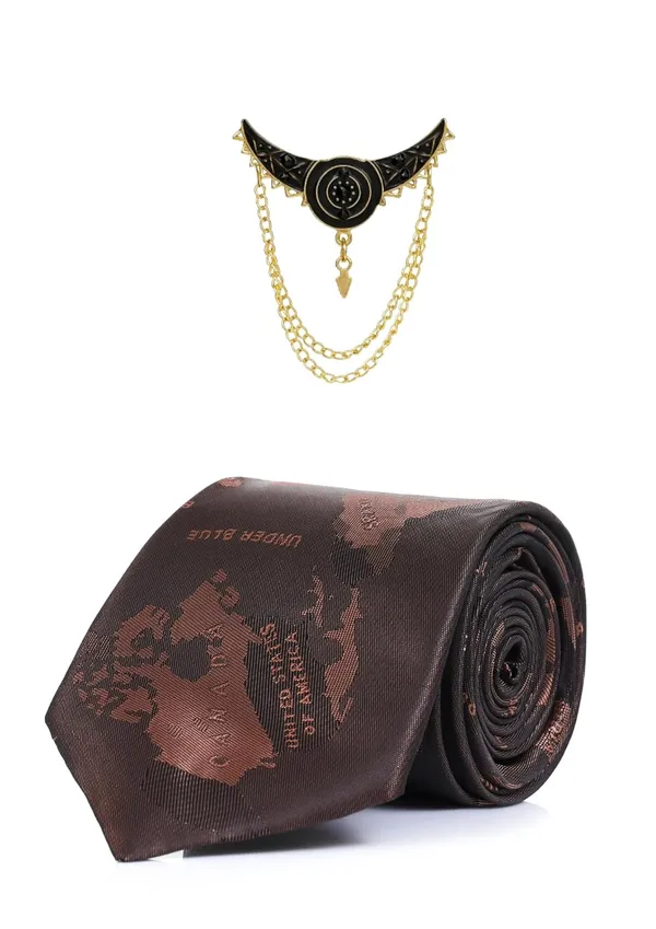 Luxury_Men_Necktie_with_Brooch_|_Premium_Maroon_Map_Pattern_Tie_for_Wedding,_Party_&_Office_|_12_Elegant_Colors