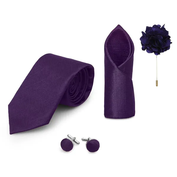 Necktie_Set_For_Men_Complete_Gift_Set_�_Includes_1_Necktie,_1_Pocket_Square,_1_Pair_of_Cufflinks_&_1_Brooch_�_all_in_matching_color.