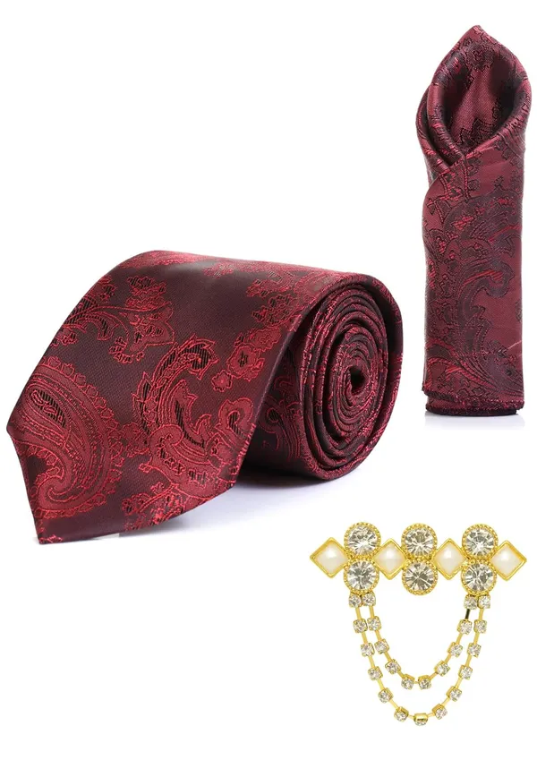 Men_Premium_Necktie,_Pocket_Square_&_Brooch_Combo_16_Colors_Gift_Set