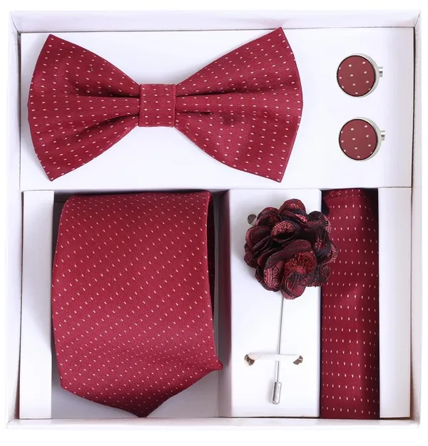 Random_Stripe_Necktie_Gift_Set_Tie,_Bow_Tie,_Pocket_Square,_Lapel_Pin_&_Cufflinks_Formal_Wear_Accessories_(Available_in_9_Colors)