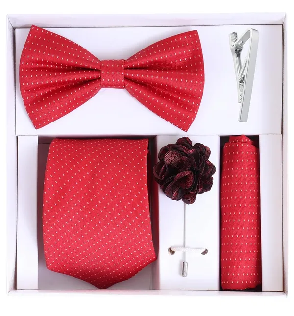 Random_Stripe_Men_5-in-1_Combo_Set_Necktie,_Bow_Tie,_Pocket_Square,_Brooch_&_Tie_Clip_Premium_Formal_Accessories_Gift_Set_(9_Colors)