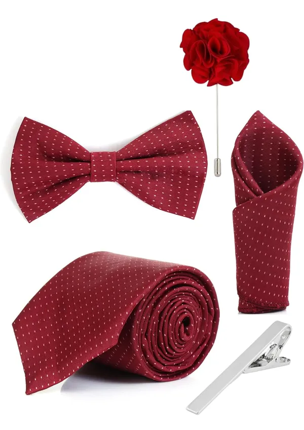 Random_Stripe_Men_5-in-1_Combo_Set_Necktie,_Bow_Tie,_Pocket_Square,_Brooch_&_Tie_Clip_Premium_Formal_Accessories_Gift_Set_(9_Colors)