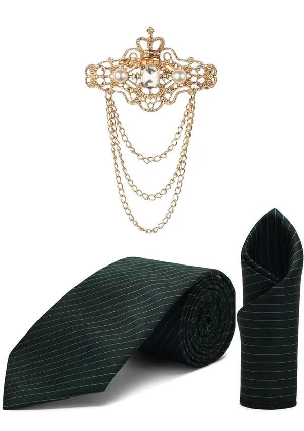 Necktie_For_Men_Complete_Style_Set_�_Includes_1_premium_satin_necktie,_1_matching_pocket_square,_and_1_elegant_crown_brooch_with_chain.