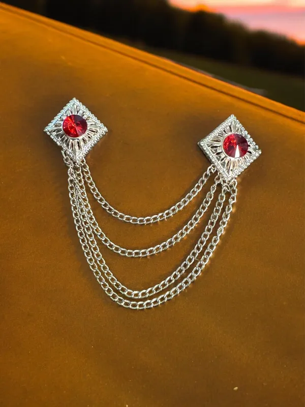 Voxon_Crowned_Deep_Red_Stone_with_Abstract_Work_and_Hanging_4_Chain_Brooch_(Red)