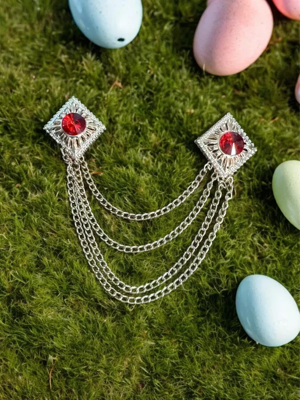 Voxon_Crowned_Deep_Red_Stone_with_Abstract_Work_and_Hanging_4_Chain_Brooch_(Red)