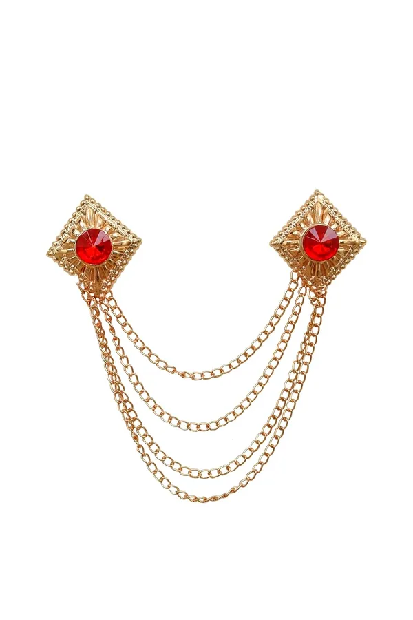 Voxon_Crowned_Deep_Red_Stone_with_Abstract_Work_and_Hanging_4_Chain_Brooch_(Red)