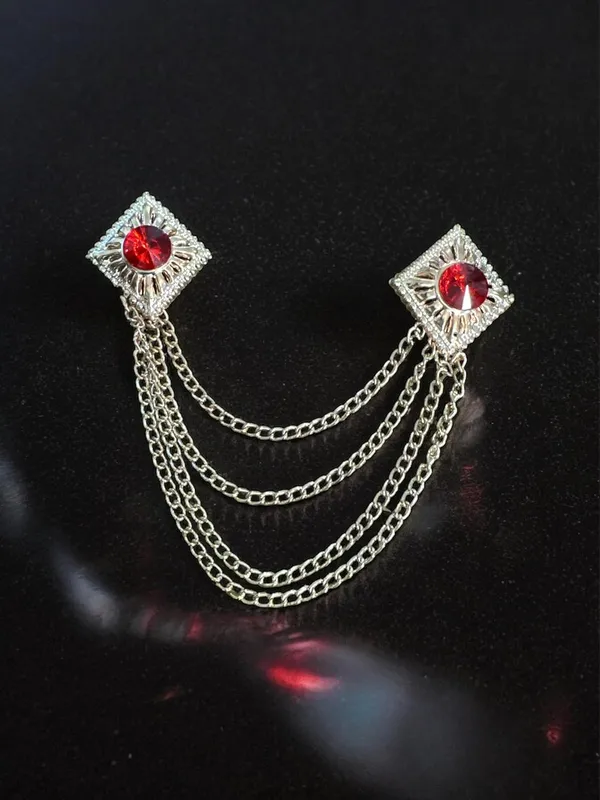 Voxon_Crowned_Deep_Red_Stone_with_Abstract_Work_and_Hanging_4_Chain_Brooch_(Red)