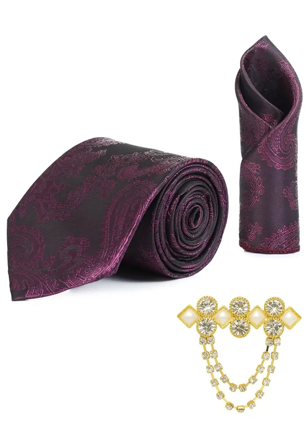Men_Premium_Necktie,_Pocket_Square_&_Brooch_Combo_16_Colors_Gift_Set