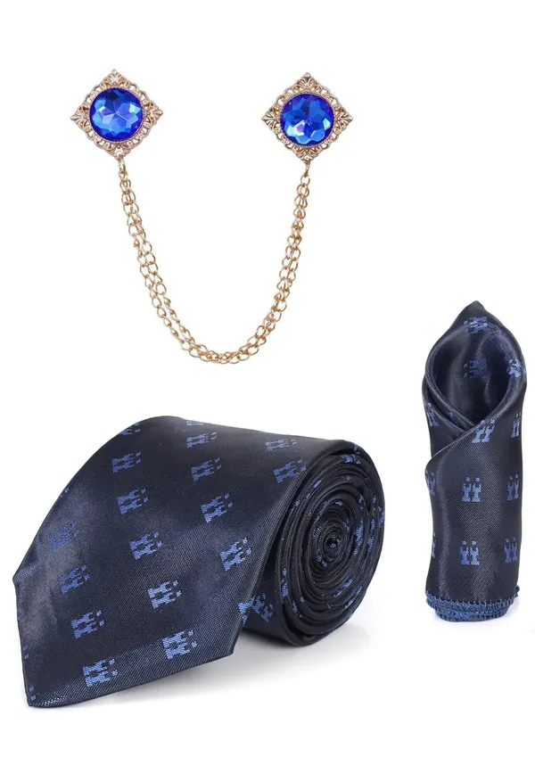 Necktie_For_men_With_Double_Chain_Stylish_brooch_&_Pocket_Square_Gifted_Set