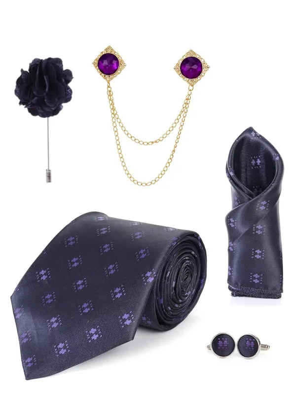 Premium_Designer_Navy_Blue_Tie_Combo_Set_for_Men_|_Necktie,_Pocket_Square,_Brooch,_Lapel_Pin_&_Cufflinks_|_Wedding_&_Formal_Gift_Set_(9_Colors_Available)