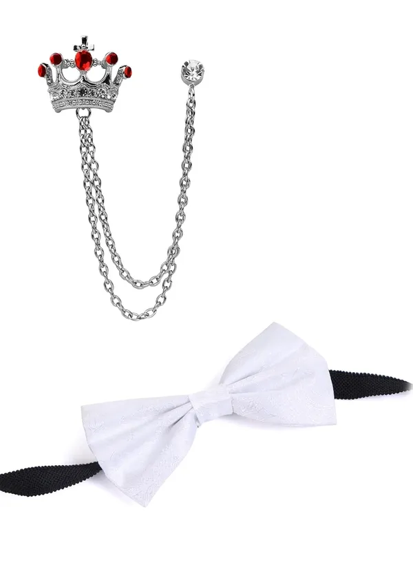 Premium_Bow_Tie_&_Crown_Brooch_Set_for_Men_�_Luxury_Jacquard_Silk_Bowtie_with_Dual_Chain_Crown_Pin_|_16_Elegant_Colors