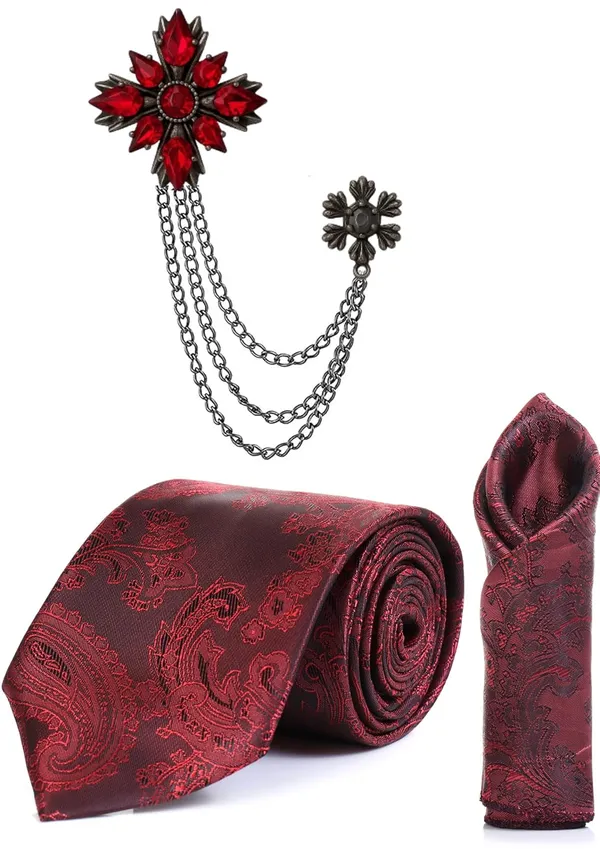 necktie_For_Men_Complete_Combo_Set_�_Stylish_necktie,_matching_pocket_square_&_premium_brooch_included.