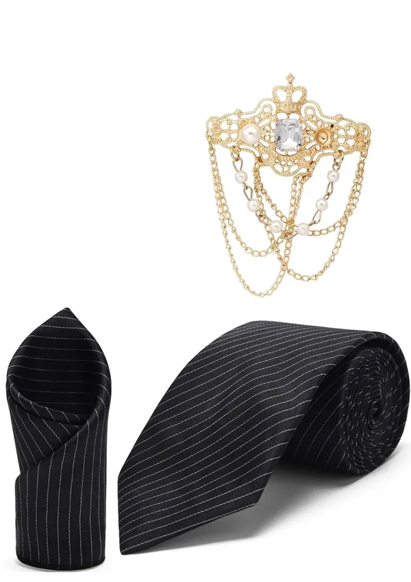 Tie_With_Stylish_Lapel_Brooch_&_Pocket_Square_Formal_Self_Lining_Combo_(3_items_in_the_Box)