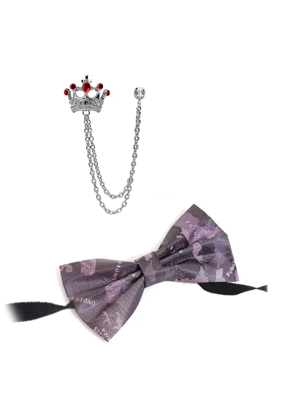 Bow_Tie_For_Men_with_Double_Chain_Taz_Brooch_Tie_World_Map_Self-Design_Formal_&_Weeding_Combo