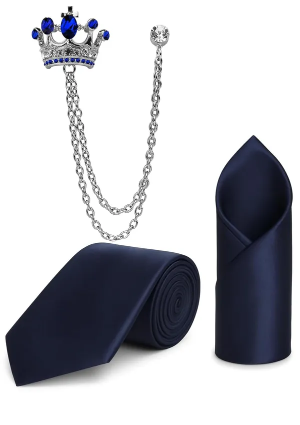 Random_Stripe_Men_Satin_Necktie,_Pocket_Square_&_Crown_Brooch_Combo_Set_Wedding,_Party_&_Formal_Wear_|_9_Colors_Available