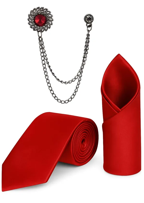 Necktie_With_Pocket_Square_&_Double_Chain_Brooch_Plain_Silk_Fabric_(Pack_of_3)