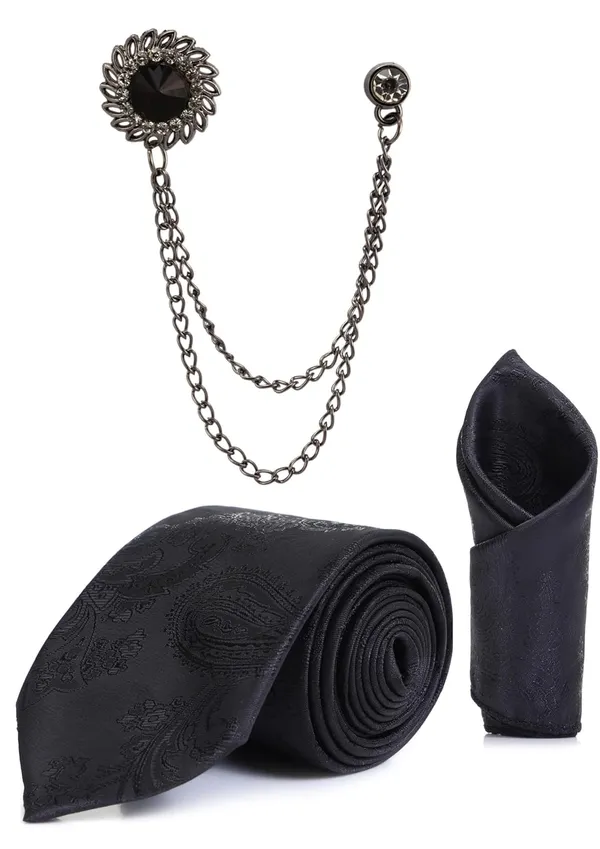 Men_Premium_Tie,_Pocket_Square_&_Brooch_Set_�_Formal,_Jacquard_Self-Design_Available_in_16_Colors