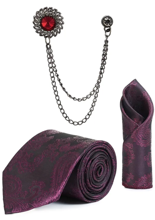 Men_Premium_Tie,_Pocket_Square_&_Brooch_Set_�_Formal,_Jacquard_Self-Design_Available_in_16_Colors