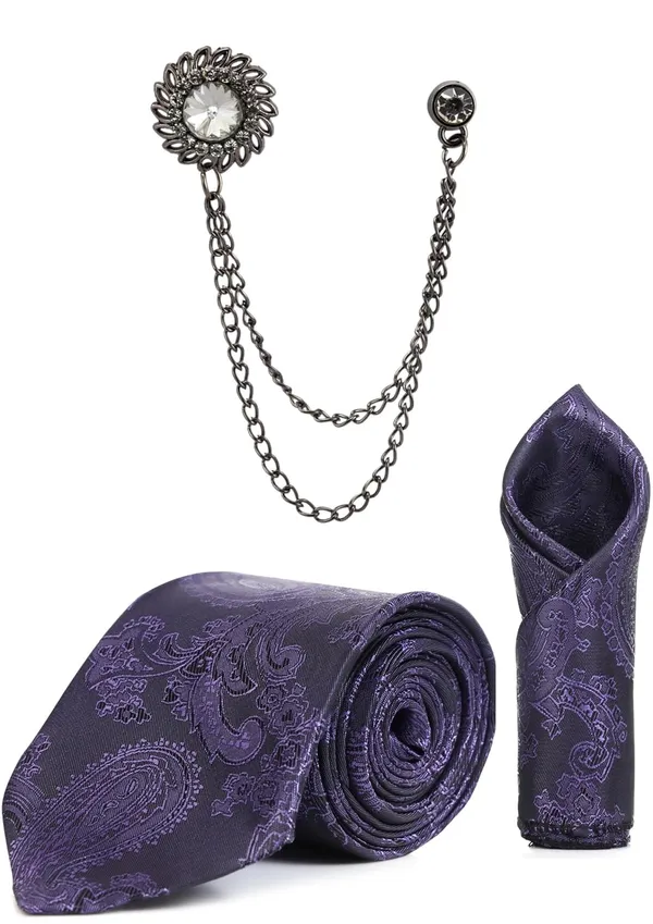 Men_Premium_Tie,_Pocket_Square_&_Brooch_Set_�_Formal,_Jacquard_Self-Design_Available_in_16_Colors
