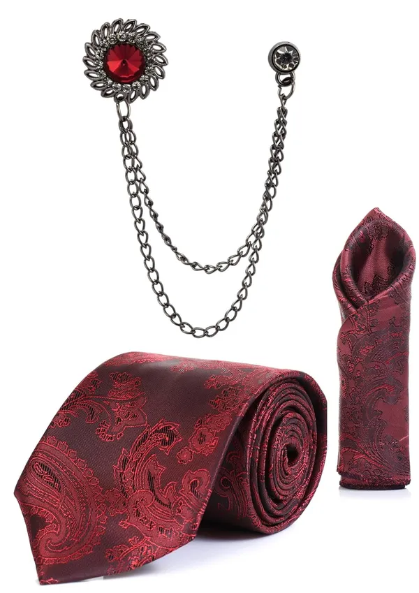 Men_Premium_Tie,_Pocket_Square_&_Brooch_Set_�_Formal,_Jacquard_Self-Design_Available_in_16_Colors