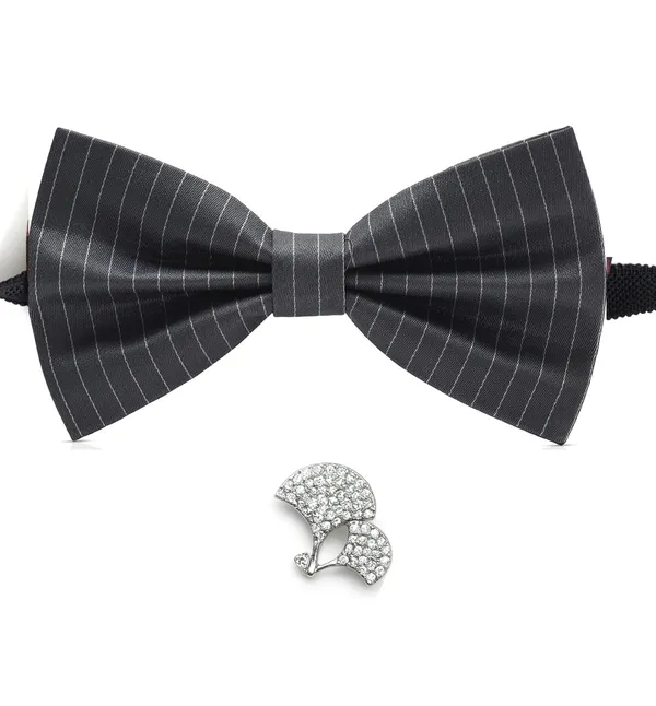 Bow_Tie_With_Stylish_Brooch_For_Men_Self-Lining_Micro_fiber_Febric_Elegant_7_Colors