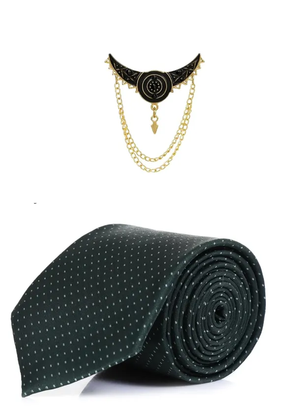 Premium_Men_Necktie_with_Brooch_|_Black_Dotted_Silk_Tie_for_Wedding,_Party_&_Office_Wear_|_9_Elegant_Colors