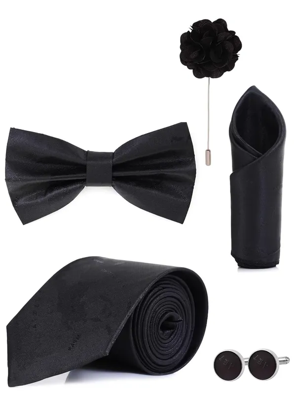 Random_Stripe_Necktie_Gift_Set_for_Men_Tie,_Bow_Tie,_Pocket_Square,_Lapel_Pin_&_Cufflinks_Party_&_Formal_Wear_(12_Colors_Available)