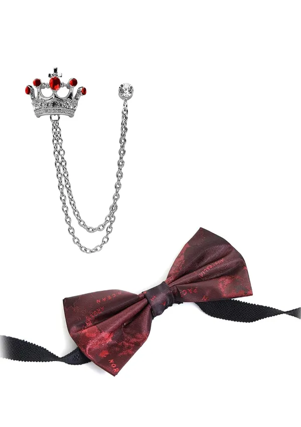 Bow_Tie_For_Men_with_Double_Chain_Taz_Brooch_Tie_World_Map_Self-Design_Formal_&_Weeding_Combo