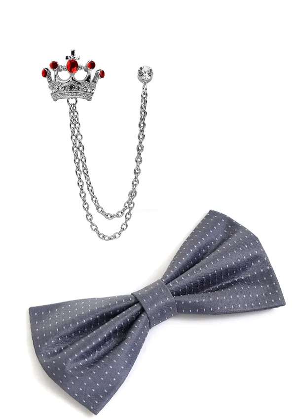 Bow_Tie_For_Men_&_Women_With_Stylish_Double_Chain_Brooch_(Pack_of_2)