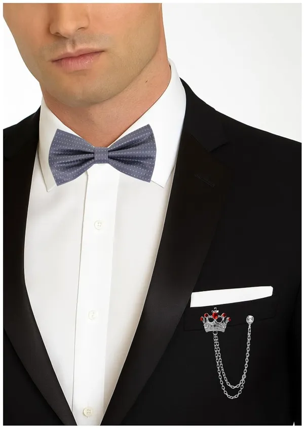 Bow_Tie_For_Men_&_Women_With_Stylish_Double_Chain_Brooch_(Pack_of_2)