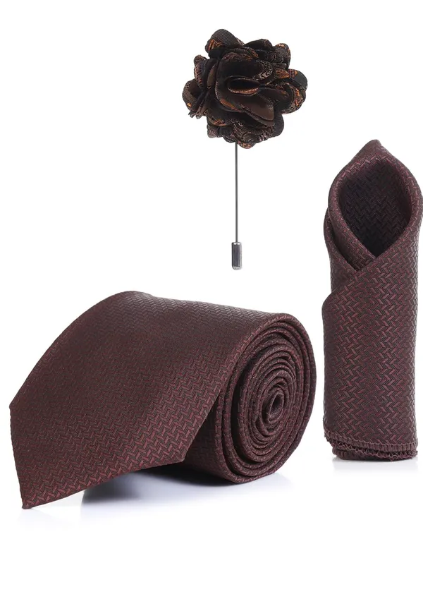 Random_Stripe_Necktie_Set_With_Pocket_Square_Lapel_Pin_Flowar_&_Cufflink_Pair_Pack_Of_4_Ficro_Fiber_Self-Design