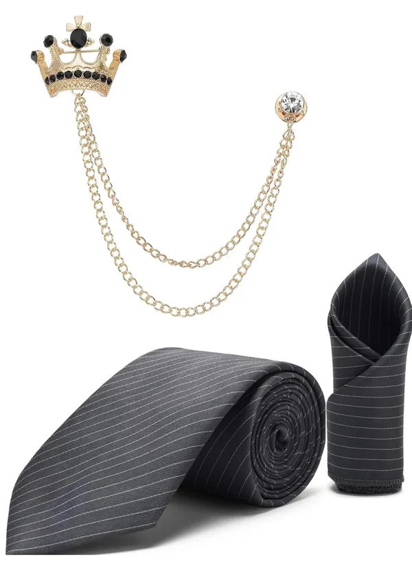 Men_Necktie,_Pocket_Square_&_Brooch_Combo_Set_Wedding,_Party_&_Formal_Wear_�_Available_in_7_Colors