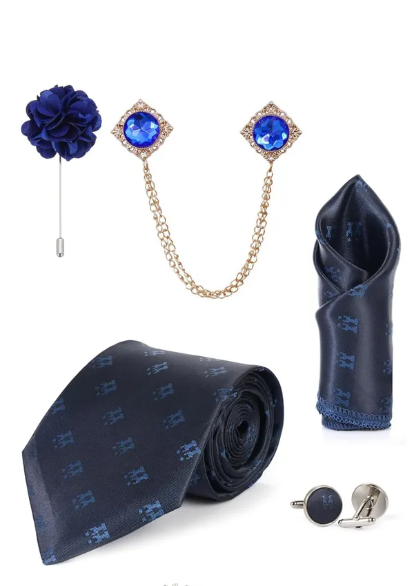 Premium_Designer_Navy_Blue_Tie_Combo_Set_for_Men_|_Necktie,_Pocket_Square,_Brooch,_Lapel_Pin_&_Cufflinks_|_Wedding_&_Formal_Gift_Set_(9_Colors_Available)