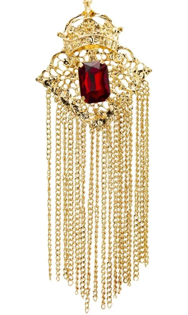Voxon_Crowned_Deep_Red_Stone_with_Abstract_Work_and_Hanging_Chain_Brooch