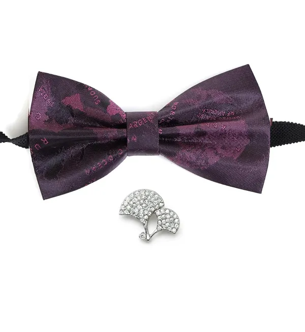 Bow_Tie_With_Brooch_Set_For_Men_World_Map_Self-Design_Fabric_Pack_of_2_Elegant_12_Colors