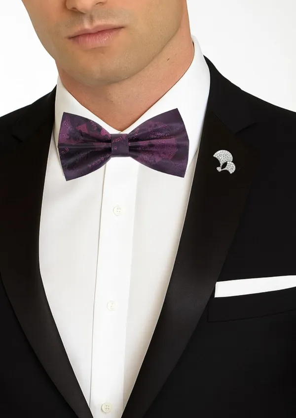 Bow_Tie_With_Brooch_Set_For_Men_World_Map_Self-Design_Fabric_Pack_of_2_Elegant_12_Colors