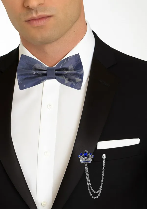 Bow_Tie_For_Men_with_Double_Chain_Taz_Brooch_Tie_World_Map_Self-Design_Formal_&_Weeding_Combo